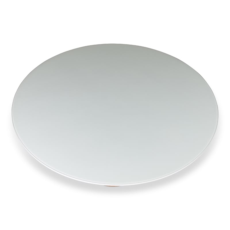 Urbia Modern Brazilian Mona Glass Top Round Dining Table in Branco/Damasco