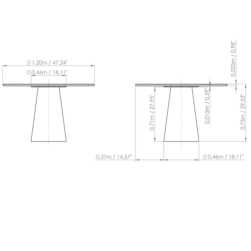 Urbia Modern Brazilian Mona Glass Top Round Dining Table in Branco/Damasco