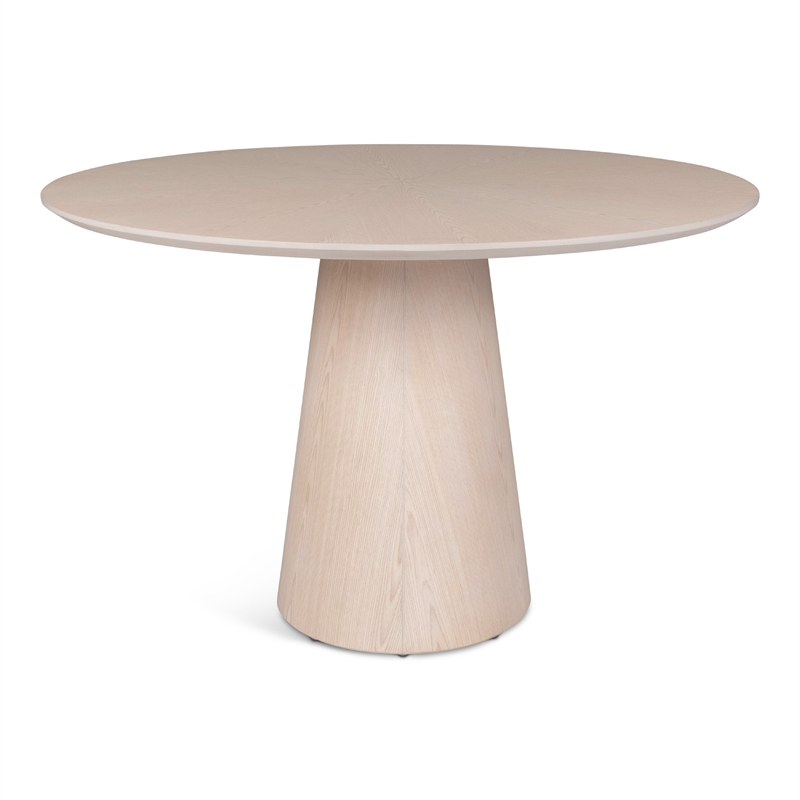 Urbia Furniture Modern Brazilian Mona Wood Top Round Dining Table in Nevoa