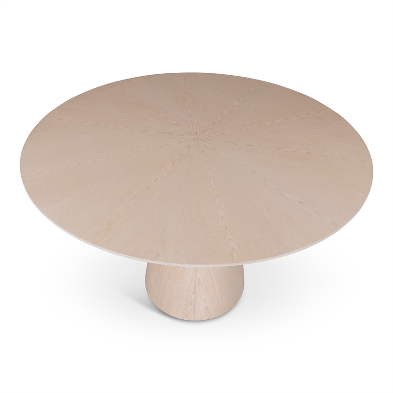 Urbia Furniture Modern Brazilian Mona Wood Top Round Dining Table in Nevoa
