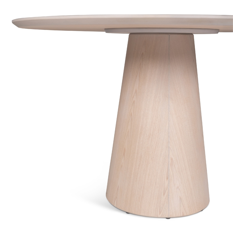 Urbia Furniture Modern Brazilian Mona Wood Top Round Dining Table in Nevoa
