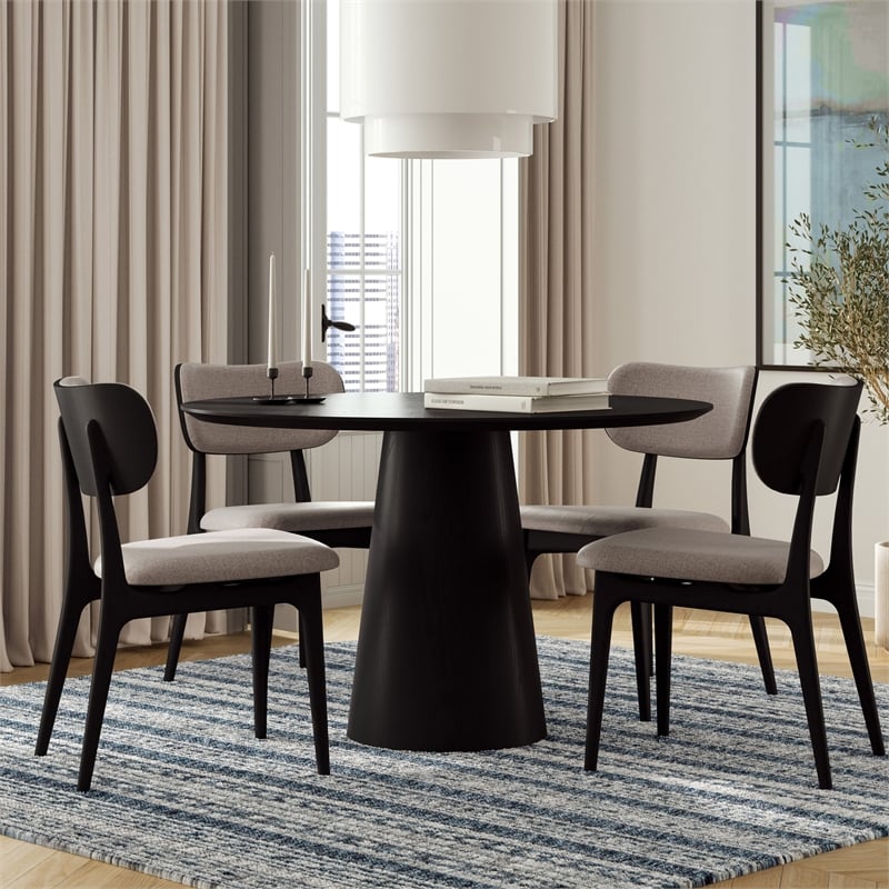 Urbia Furniture Modern Brazilian Mona Wood Top Round Dining Table in Ebano