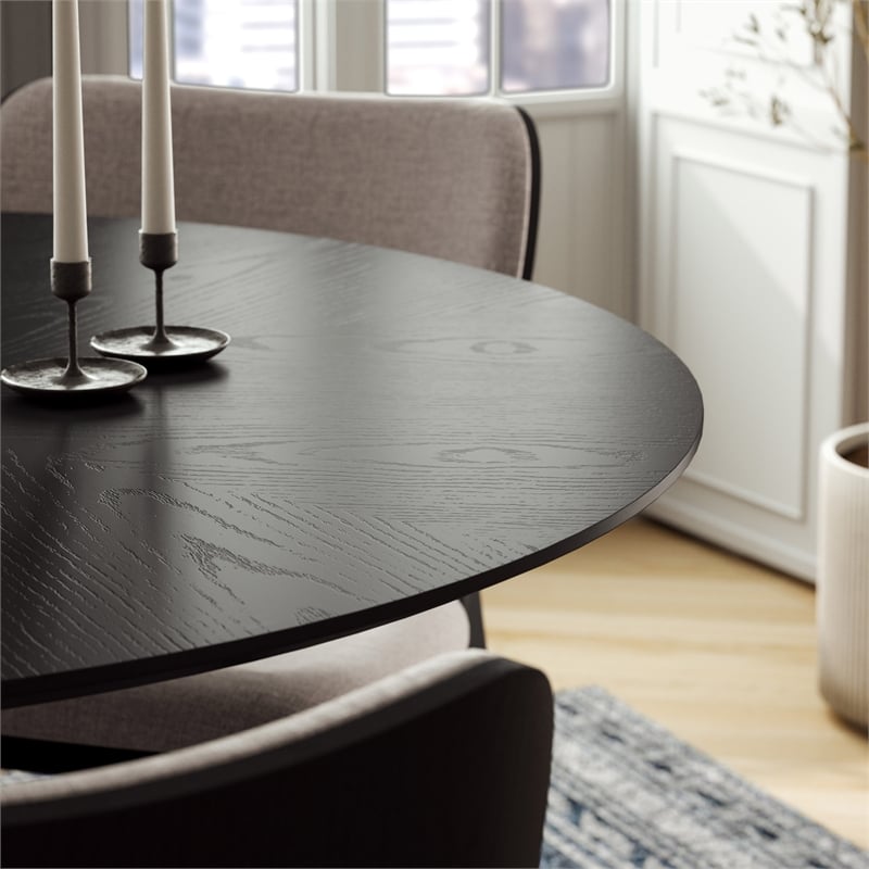 Urbia Furniture Modern Brazilian Mona Wood Top Round Dining Table in Ebano