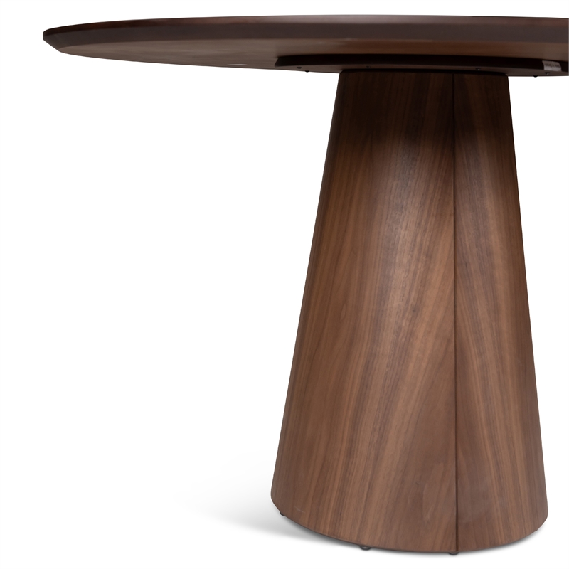 Urbia Furniture Modern Brazilian Mona Wood Top Round Dining Table in Nogueira