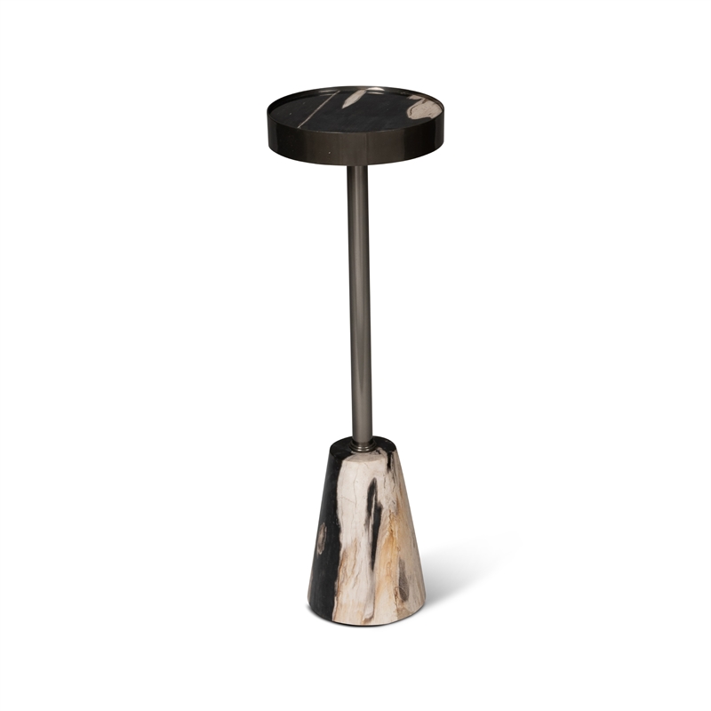 Urbia Relique Jael Drink Table in Nickel Frame NNatural Dark Brown Top