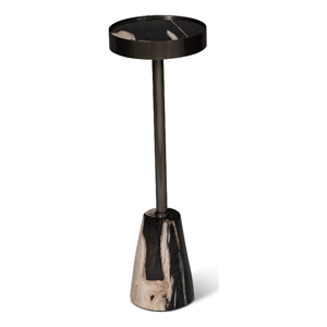 Urbia Relique Jael Drink Table in Nickel Frame NNatural Dark Brown Top