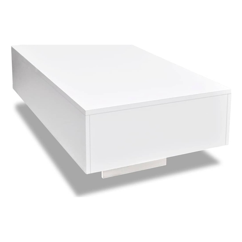vidaXL Modern Rectangular Coffee Table in High Gloss White