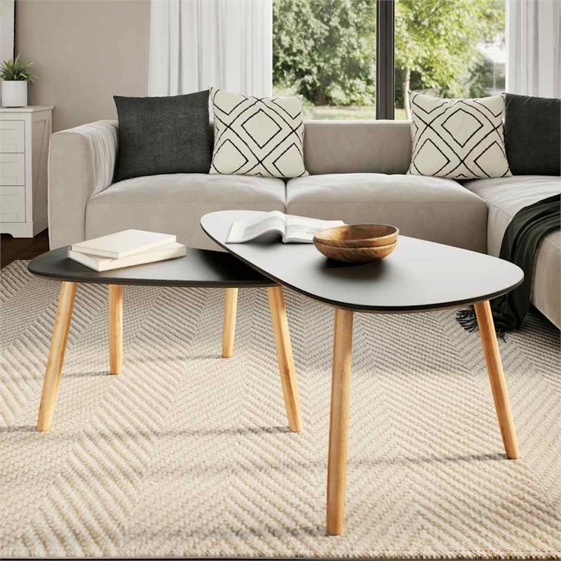 vidaXL 2 Piece Scandinavian Coffee Table in Black