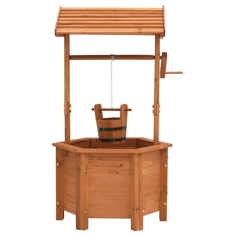 vidaXL Firwood Wishing Well Planter in Brown