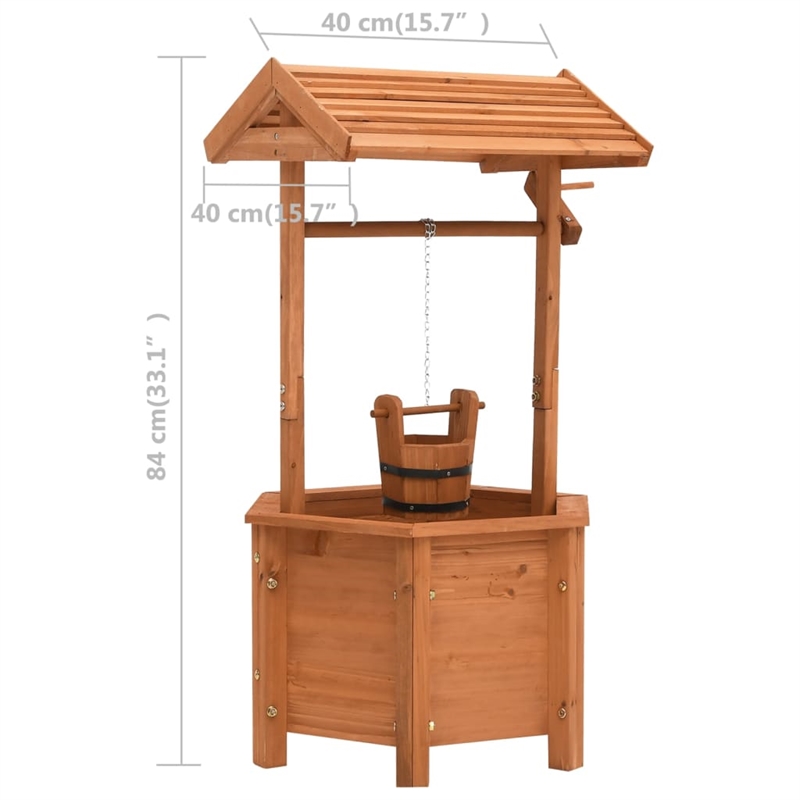 vidaXL Firwood Wishing Well Planter in Brown