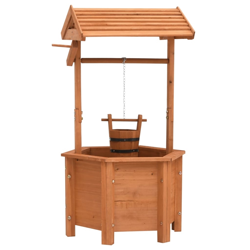 vidaXL Firwood Wishing Well Planter in Brown