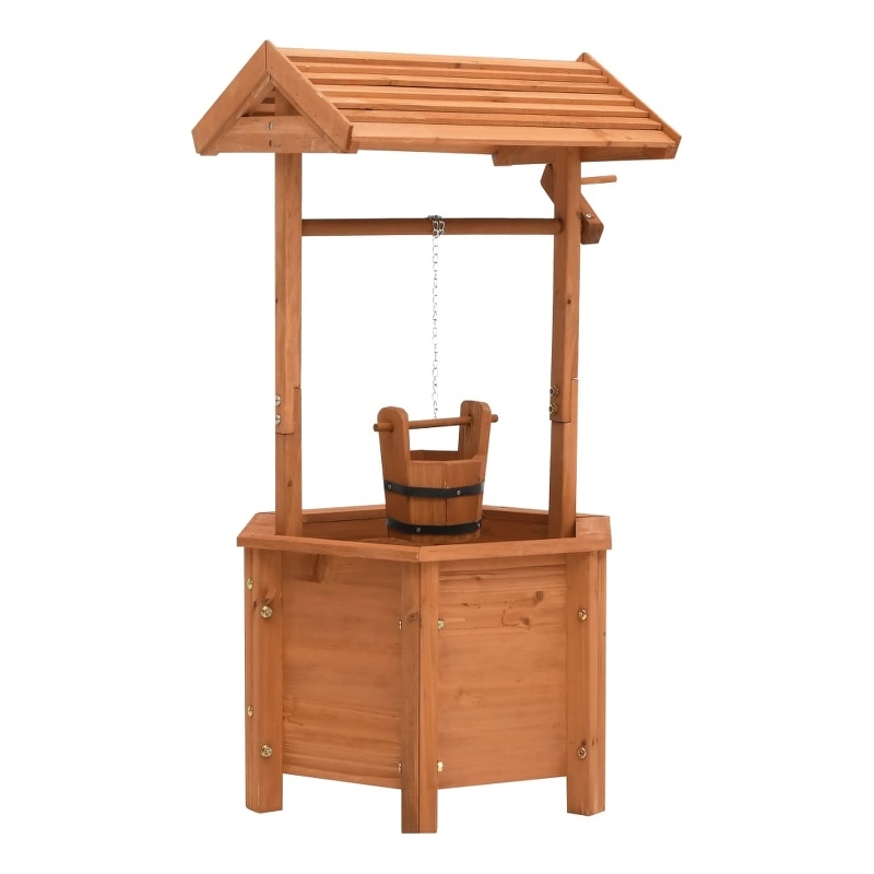 vidaXL Firwood Wishing Well Planter in Brown