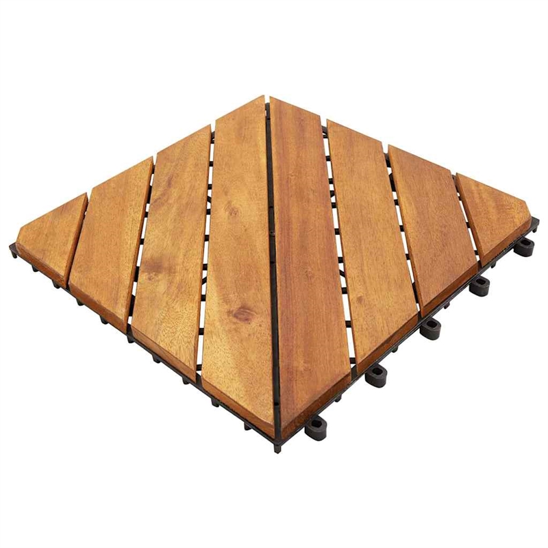 vidaXL 10 Pcs Solid Acacia Wood Decking Tiles in Brown