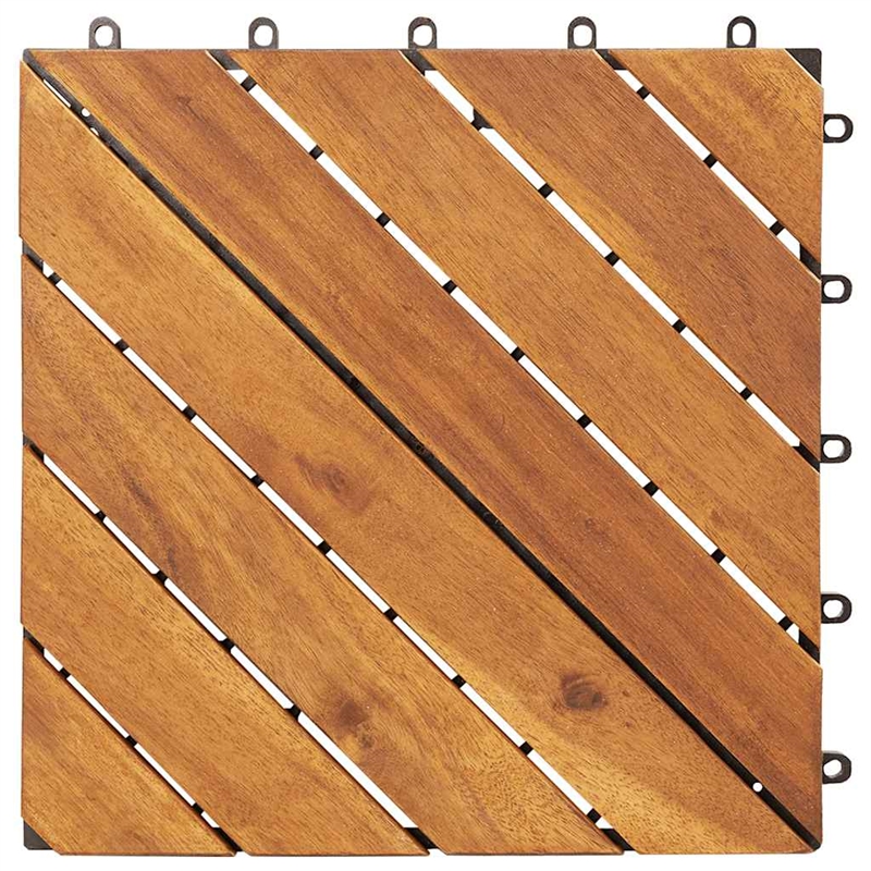 vidaXL 10 Pcs Solid Acacia Wood Decking Tiles in Brown
