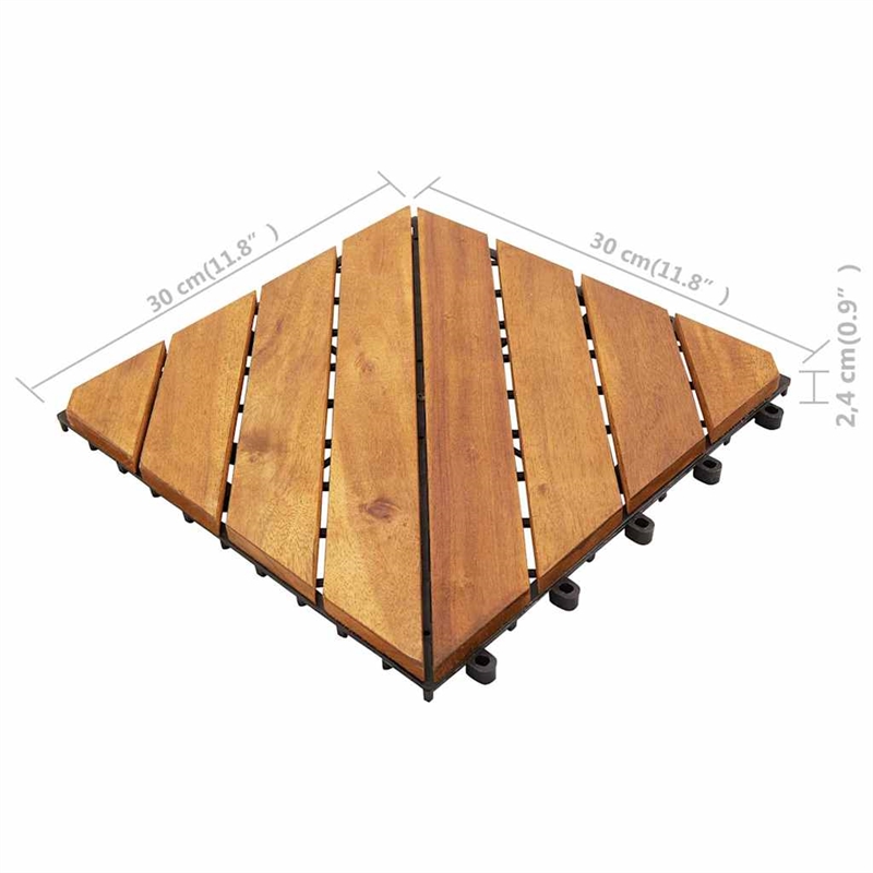 vidaXL 10 Pcs Solid Acacia Wood Decking Tiles in Brown