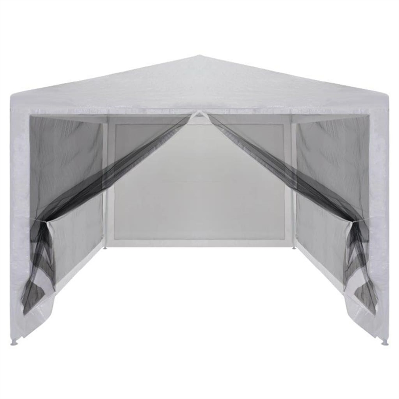 vidaXL 9.8' X 9.8' Party Tent With 4 Mesh Sidewalls in White