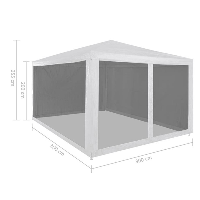 vidaXL 9.8' X 9.8' Party Tent With 4 Mesh Sidewalls in White