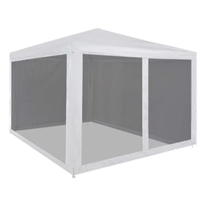 vidaXL 9.8' X 9.8' Party Tent With 4 Mesh Sidewalls in White