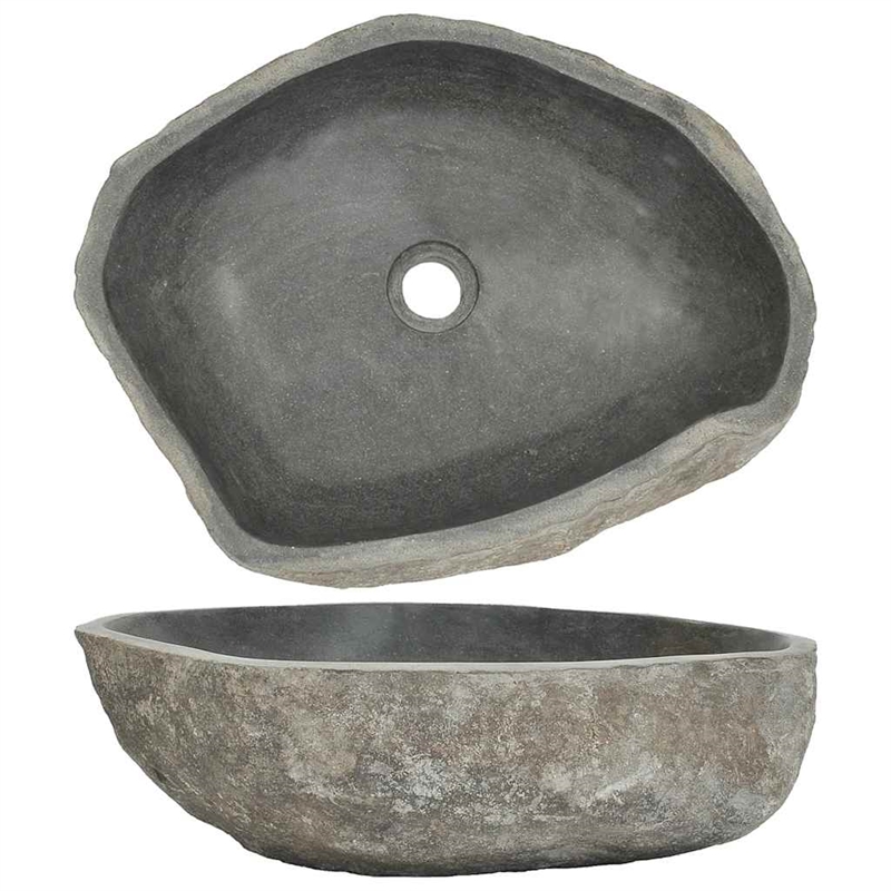 vidaXL River Stone Oval Basin in Gray