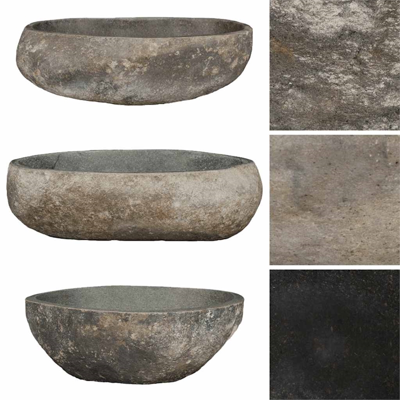 vidaXL River Stone Oval Basin in Gray