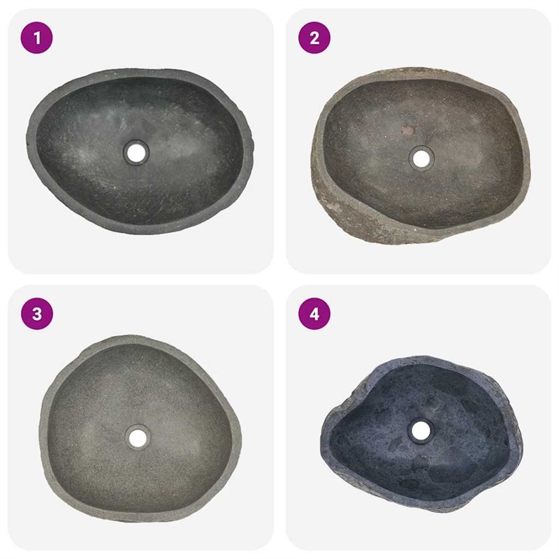 vidaXL River Stone Oval Basin in Gray