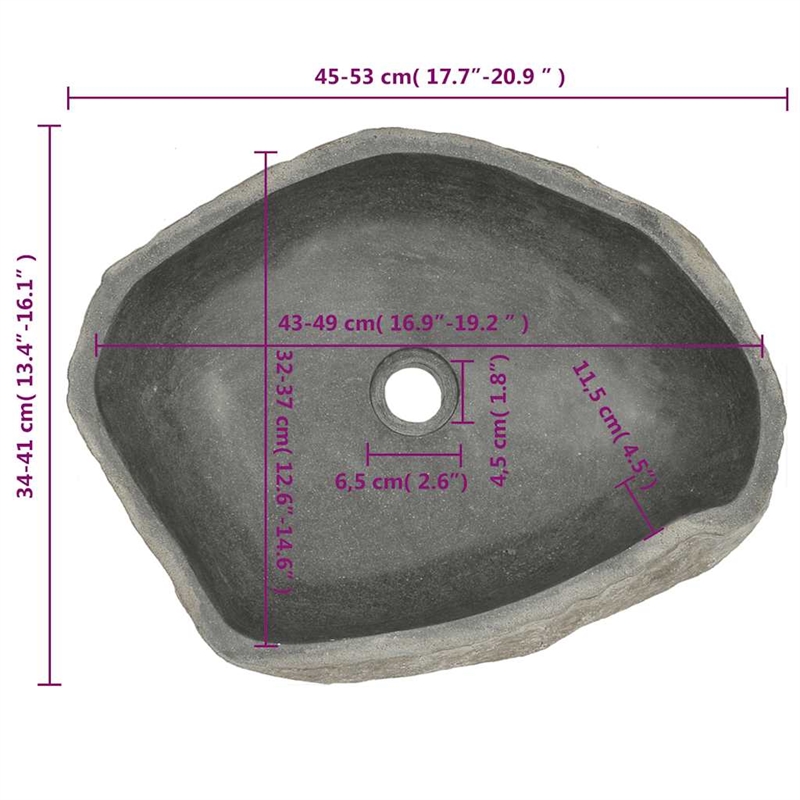 vidaXL River Stone Oval Basin in Gray