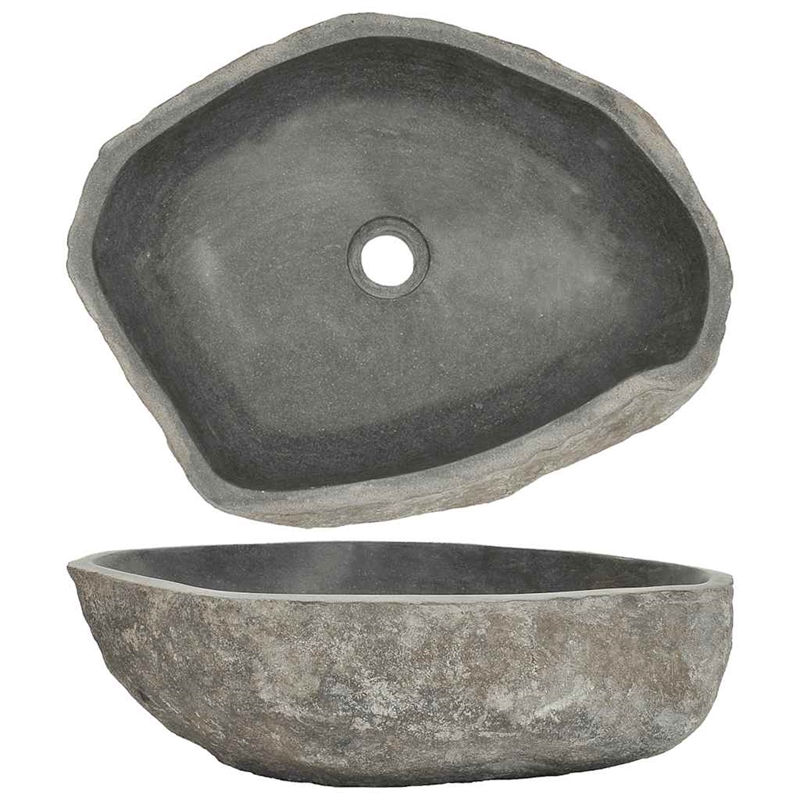 vidaXL River Stone Oval Basin in Gray