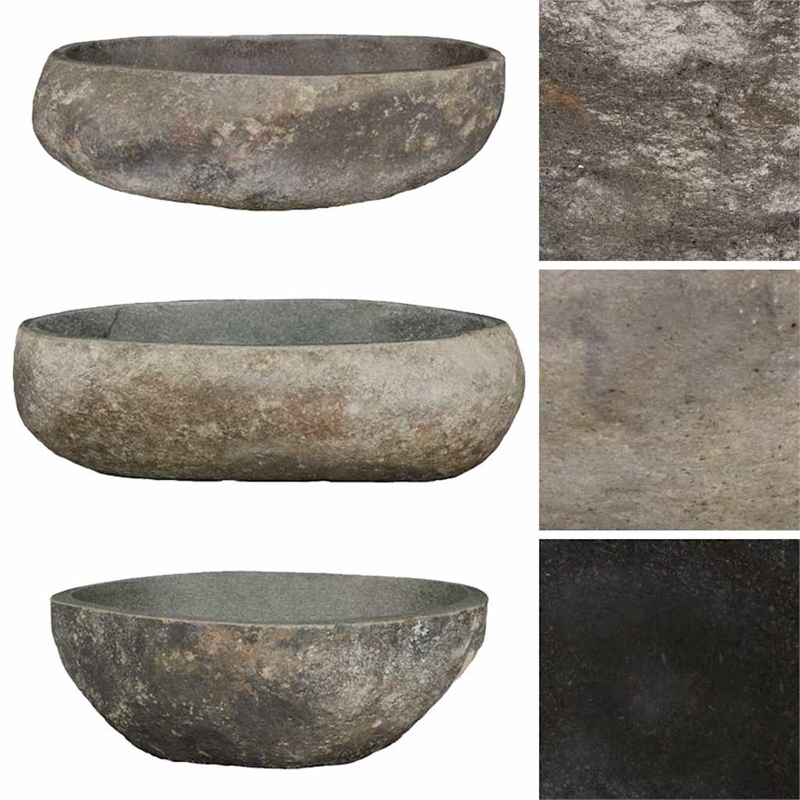 vidaXL River Stone Oval Basin in Gray