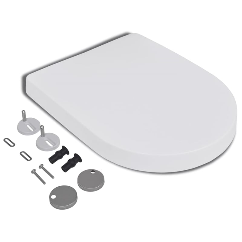 vidaXL Square Soft-Close Toilet Seat With Quick-Release in White