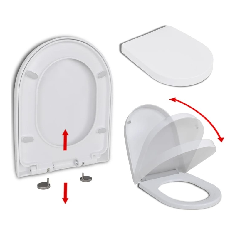 vidaXL Square Soft-Close Toilet Seat With Quick-Release in White