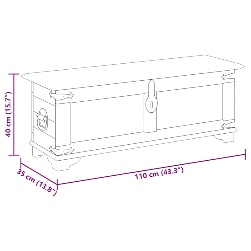 vidaXL Grains Solid Mango Wood Storage Chest in Brown