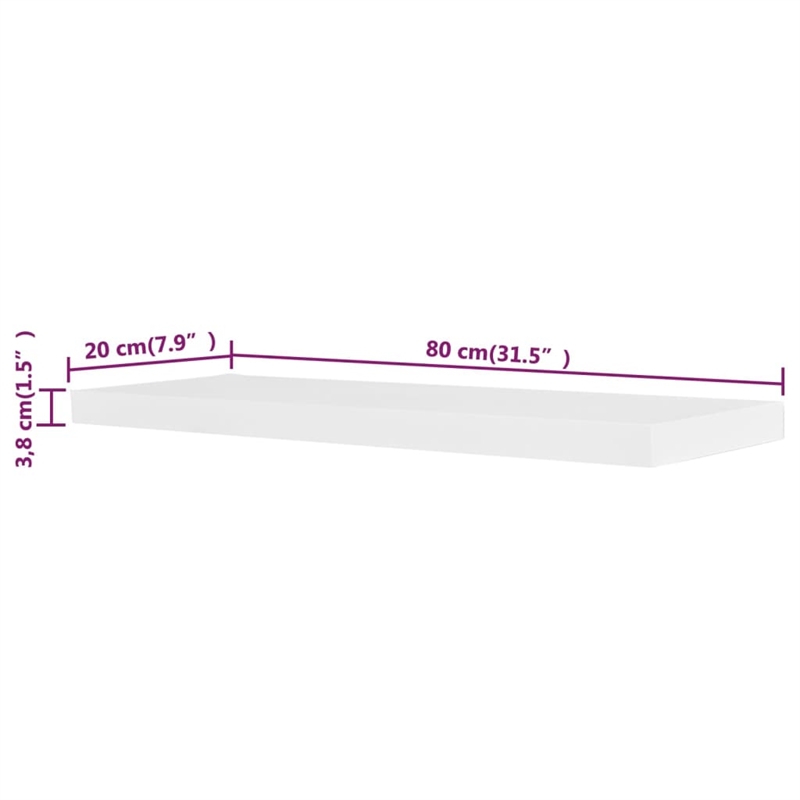vidaXL MDF Wall Shelf With A Matte Finish in White (Set of 2)