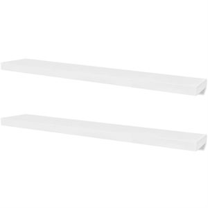 vidaXL 47.2&quot Wide MDF Wall Mounting Shelf in White (Set of 2)