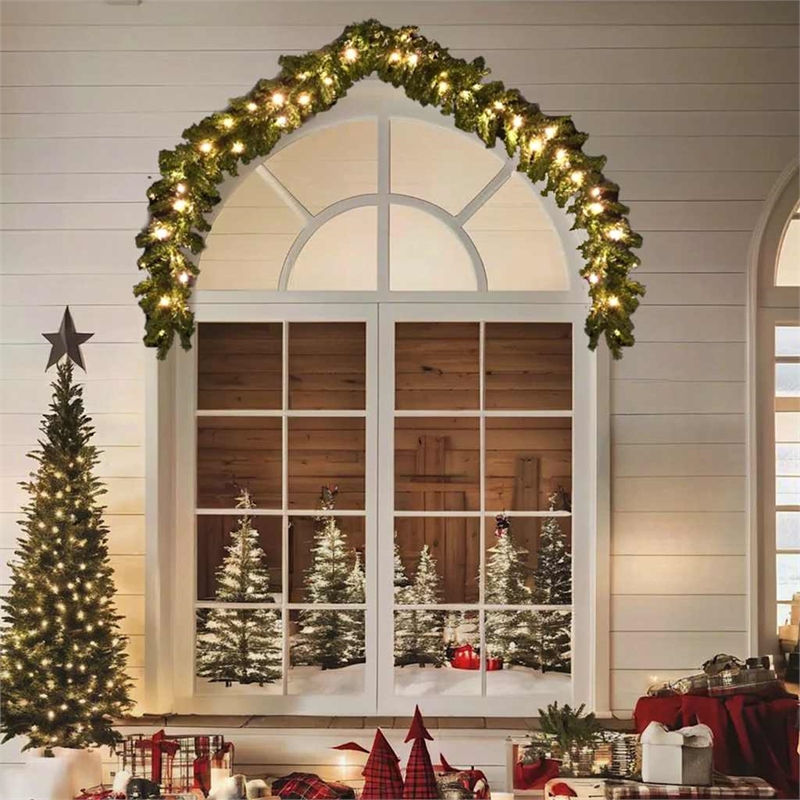 vidaXL 16.4ft Artificial Greenery Plastic Garland in Green