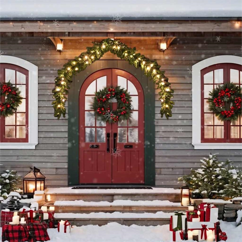 vidaXL 32.8Ft Adjustable Armrests PVC Christmas Garland in Green