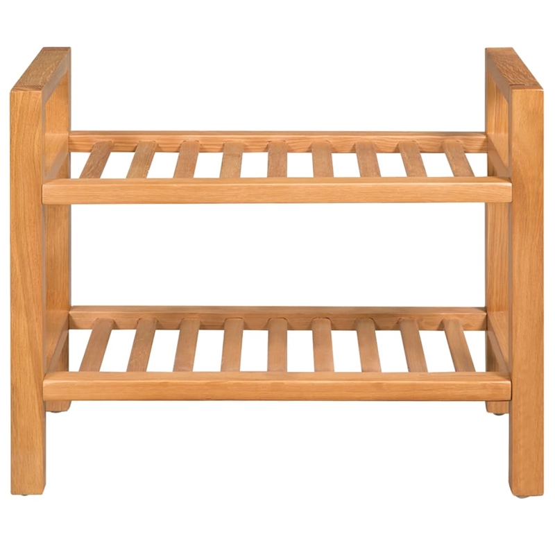 vidaXL Compact Solid Oak Wood Shoe Rack in Brown