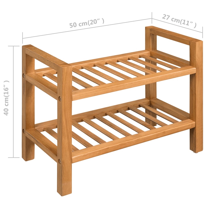vidaXL Compact Solid Oak Wood Shoe Rack in Brown