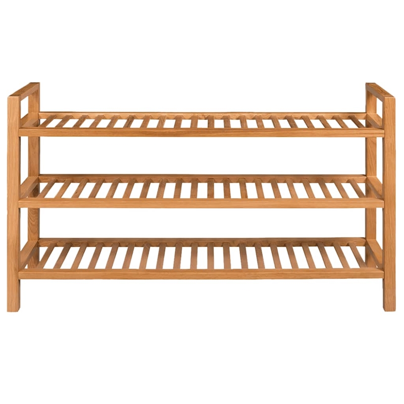 vidaXL Large Solid Oak Wood Shoe Rack in Brown