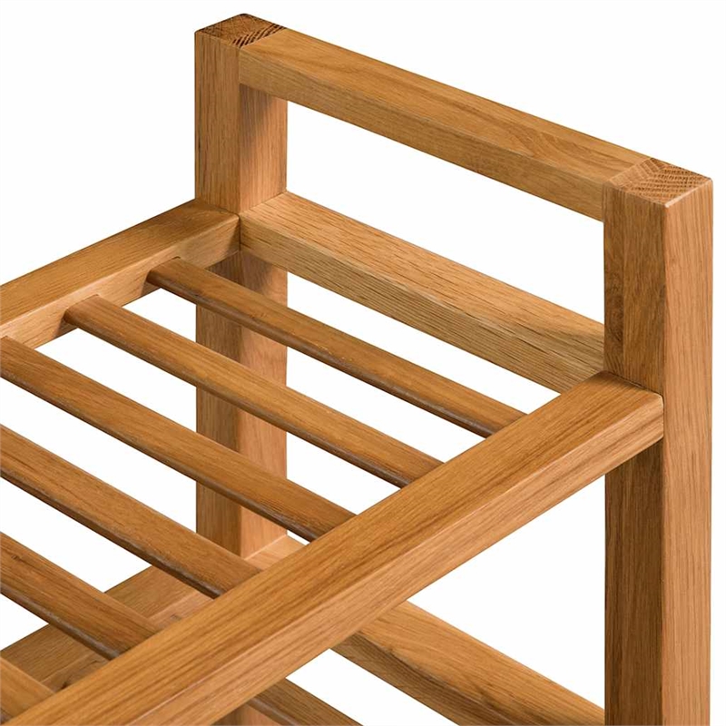 vidaXL Large Solid Oak Wood Shoe Rack in Brown