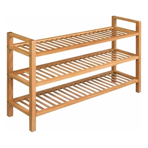 vidaXL Large Solid Oak Wood Shoe Rack in Brown