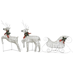 vidaXL Metal Mesh Reindeer and Sleigh Christmas Decoration in Gold