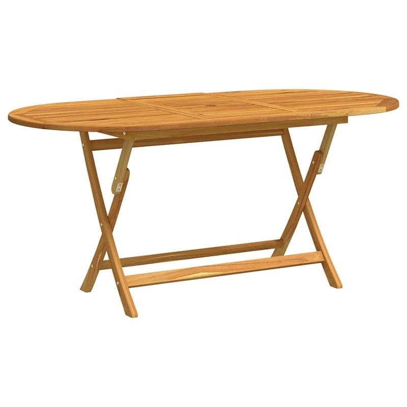 vidaXL Medium Foldable Solid Eucalyptus Wood Garden Table in Brown