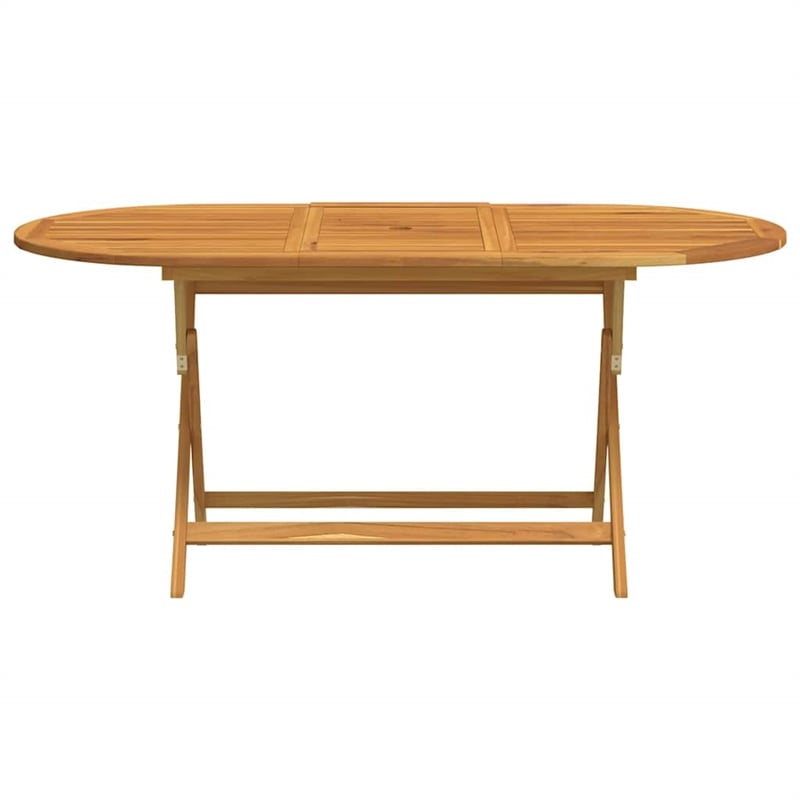vidaXL Medium Foldable Solid Eucalyptus Wood Garden Table in Brown