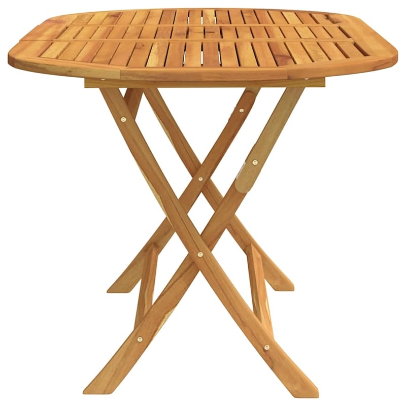vidaXL Medium Foldable Solid Eucalyptus Wood Garden Table in Brown