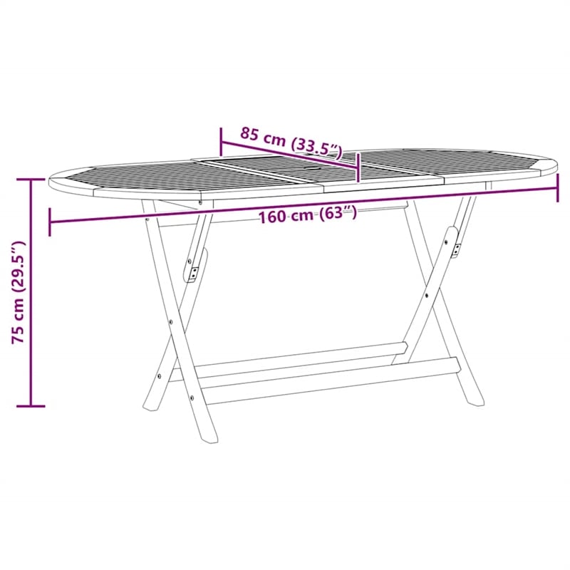 vidaXL Medium Foldable Solid Eucalyptus Wood Garden Table in Brown