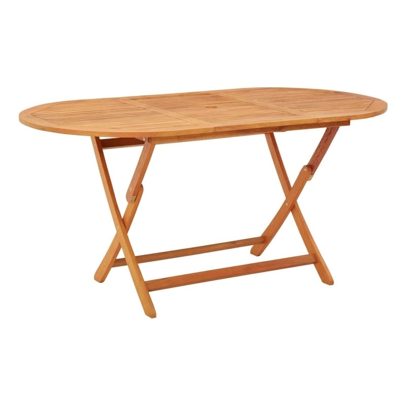 vidaXL Medium Foldable Solid Eucalyptus Wood Garden Table in Brown