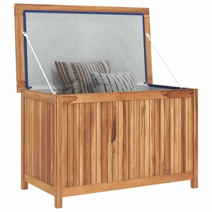 vidaXL 35.4 X 19.7 X 22.8&quot Solid Teak Wood Storage Box in Warm Brown