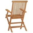 vidaXL Standard Collapsible Teak Wood Garden Chair (Set of 2)
