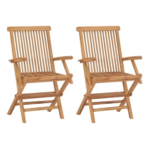 vidaXL Standard Collapsible Teak Wood Garden Chair (Set of 2)