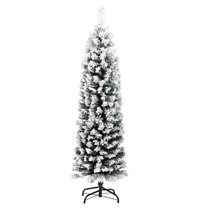 vidaXL PVC Artificial Christmas Tree w/ Steel Slim Ornaments in Green